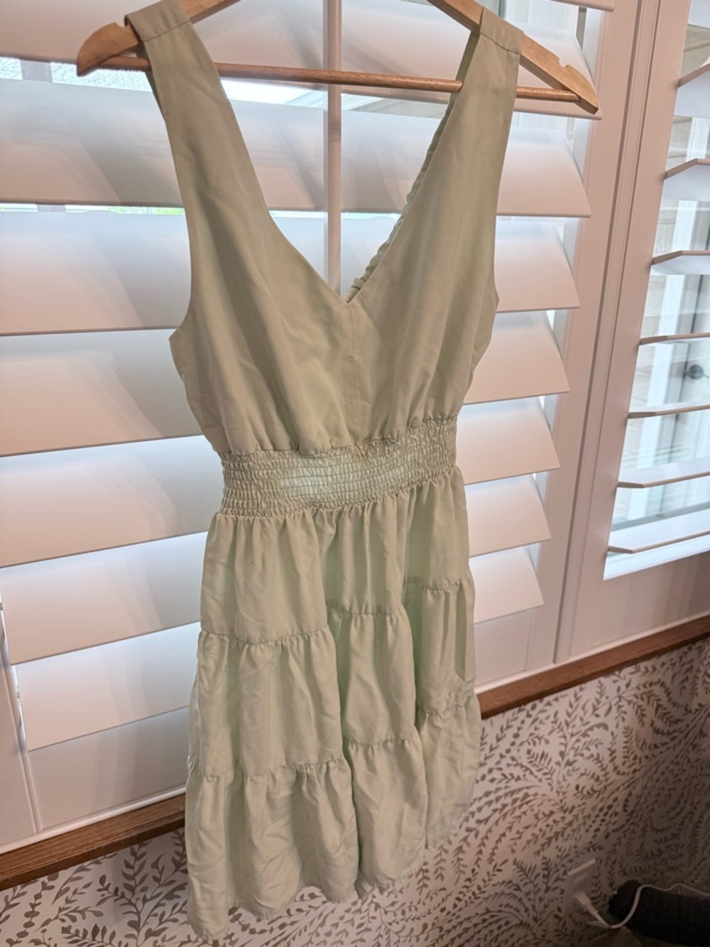 Light Green V-Neck Tiered Sundress
